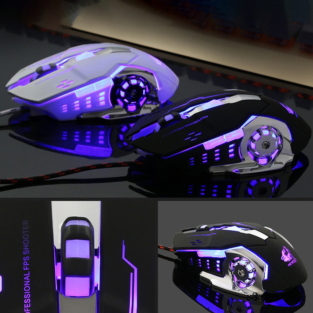 Chuột Gaming Hel + Guigsi Không Dây Dpi 2.4ghz 6 Nút Bấm Có Đèn Led