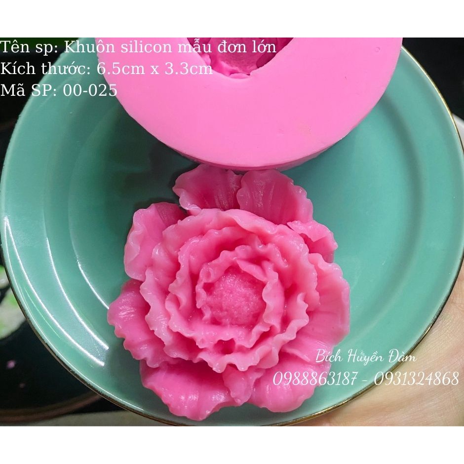 Khuôn silicon rau câu hoa nổi 4D- Mẫu đơn size lớn 00-025