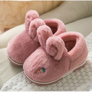 Dép Bông Đi Trong nhà Cho Bé Đế Mềm Chống Trơn Trượt - Tai Thỏ