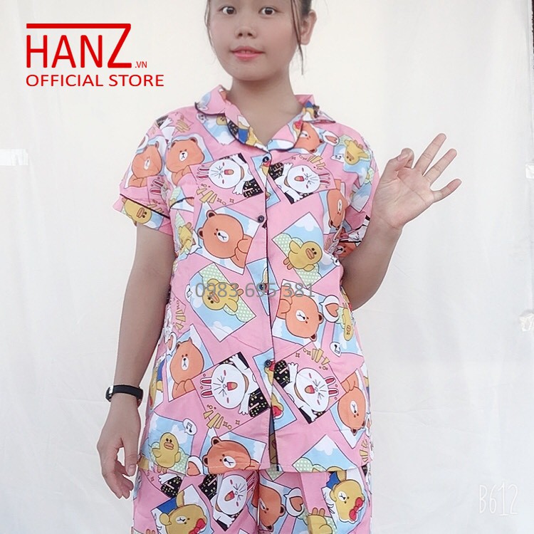Bộ đồ ngủ nữ pijama cộc đùi bộ mặc nhà chất kate cao cấp thái thoải mái dễ thương giá rẻ Hanz.vn H23