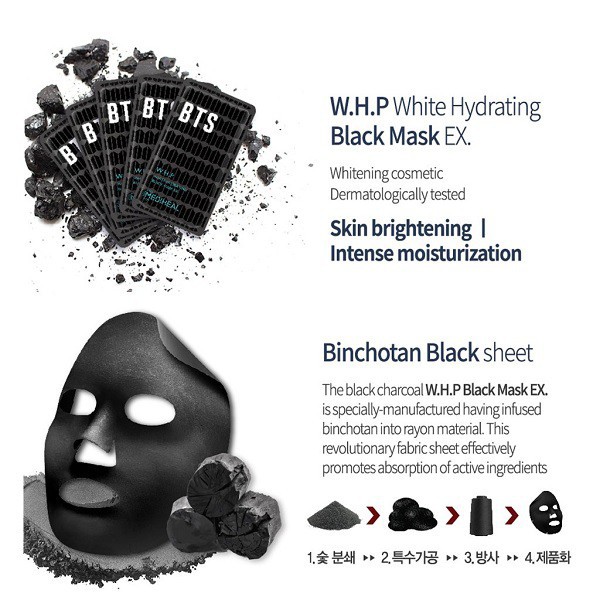 Mặt Nạ Dưỡng Trắng Da Chiết Xuất Than Hoạt Tính Mediheal W.H.P White Hydrating Black Mask 25ml