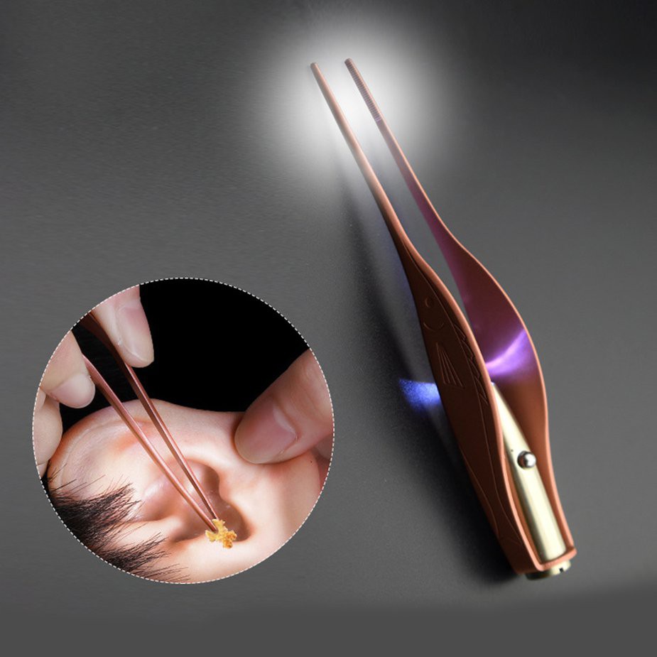(Hàng Mới Về) Nhíp Gắp Ráy Tai Có Đèn Led Bằng Thép Không Gỉ