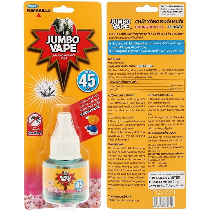 Tinh dầu xông đuổi muỗi Jumbo Vape 34ml