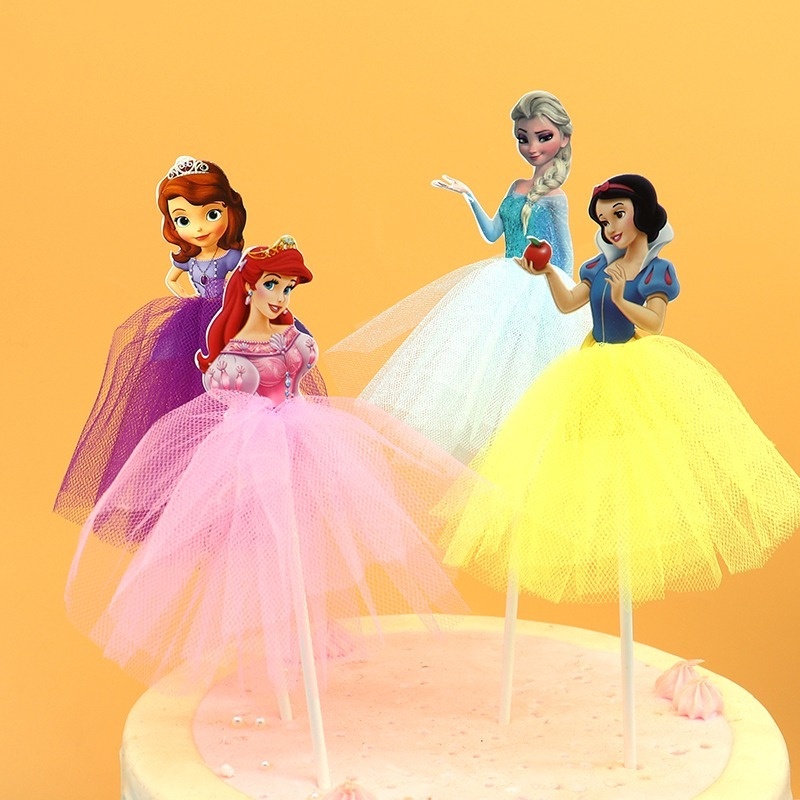 DISNEY 1 Phụ Kiện Trang Trí Bánh Kem Hình Công Chúa Elsa/Elsa/Fro/Piaia/Pizza Kiểu Lưới Xinh Xắn