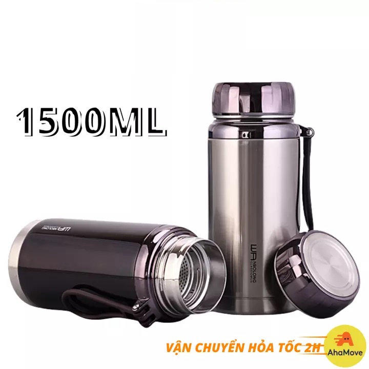 Bình Giữ Nhiệt Kim Cương 1500ML inox 304 Dùng Pha Trà Đựng Nước Nóng Lạnh Có Quai Xách Mang Theo Đi du lịch văn phòng