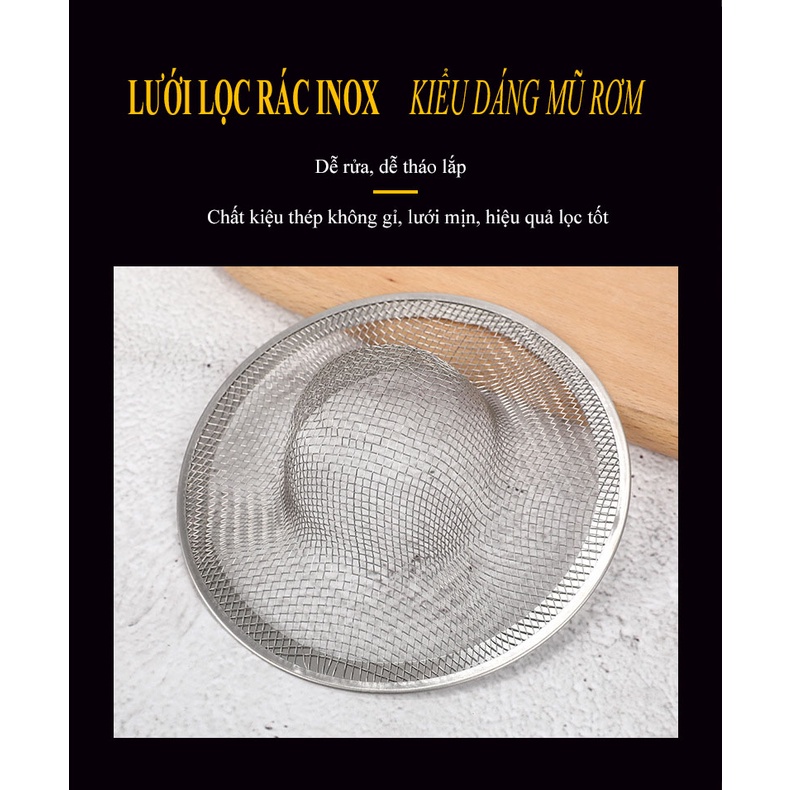 Lọc Rác Inox Bồn Rửa Chén Bát Chất Liệu INOX 304 Cao Cấp Tiện Lợi Cho Mọi Nhà - Hình Dáng Mũ Rơm - LOKING