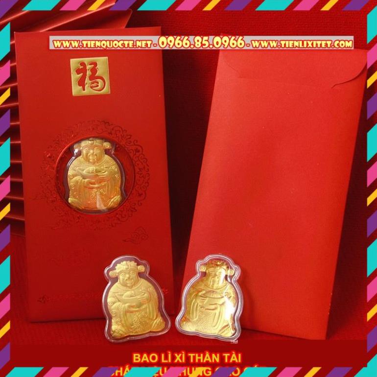 Combo 50 bao lì xì thần tài đồ thờ cúng phong thủy , bao Nhung chất lượng đẹp