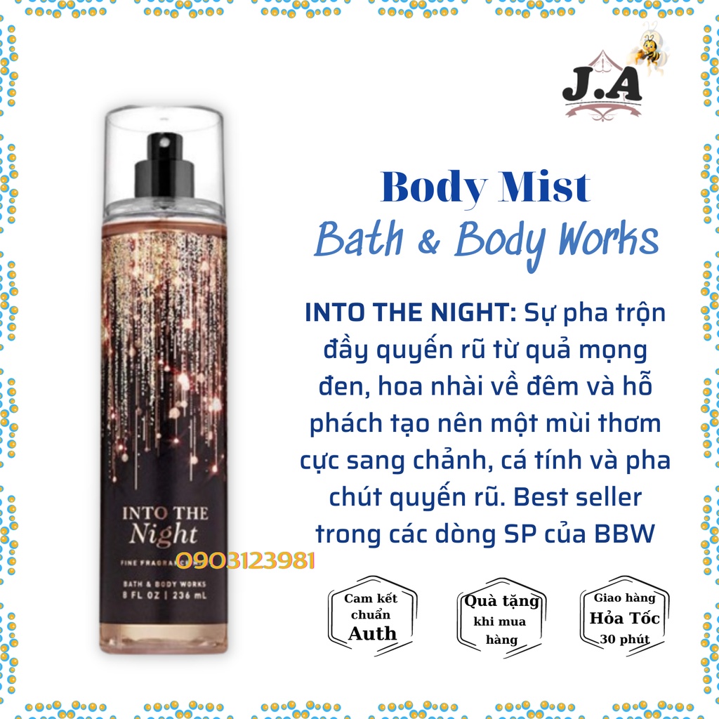 (BODY MIST) Xịt toàn thân BATH &amp; BODY WORKS Full size 236ml, chính hãng nhập từ Mỹ (J.A Shop)