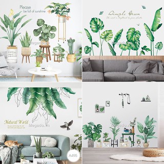 Miếng dán tường trang trí cây xanh, lá xanh hàn quốc [EL0011]