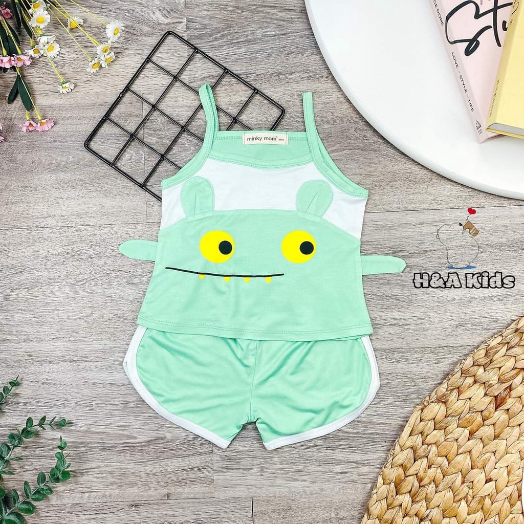 [Bé 7-26kg] Bộ 2 dây thun lạnh mặt thú Minky Mom mềm mịn mát cho bé gái từ 7-26kg