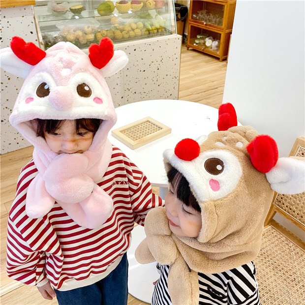 Mũ len kèm khăn choàng cổ và găng tay họa tiết giáng sinh, Quà tặng Noel cho bé