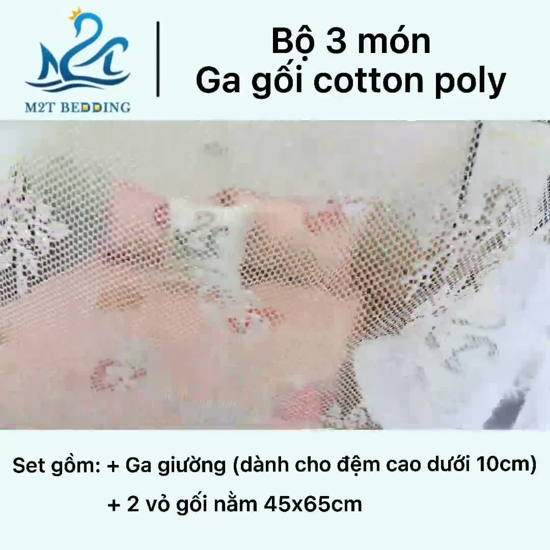 Ga giường Cotton 3D và 2 vỏ gối M2T Bedding, drap bọc nệm phong cách Hàn Quốc đủ size m2/m6/m8 bo chun | BigBuy360 - bigbuy360.vn