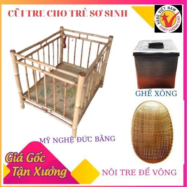 Nôi tre cho bé ,Cũi trẻ em, quây cũi cho bé ,giường cũi cho bé ,nôi cho bé (tặng miếng lót nôi)