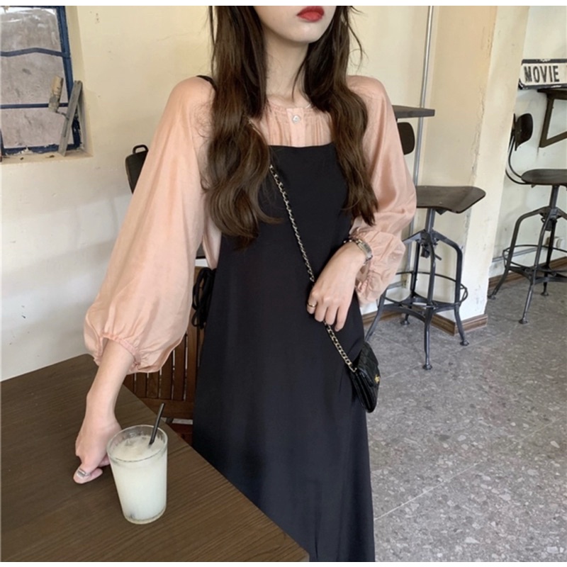 Váy yếm dây buộc nơ eo V08