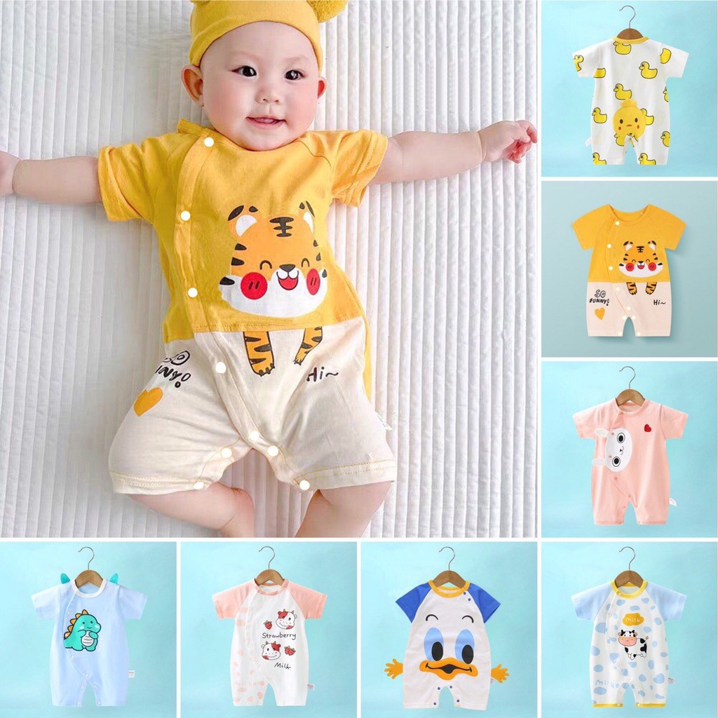Bộ bodysuit cho bé cộc tay chất Thun lạnh siêu mát, body đùi bé trai bé gái quần áo sơ sinh cho bé 0-12 tháng
