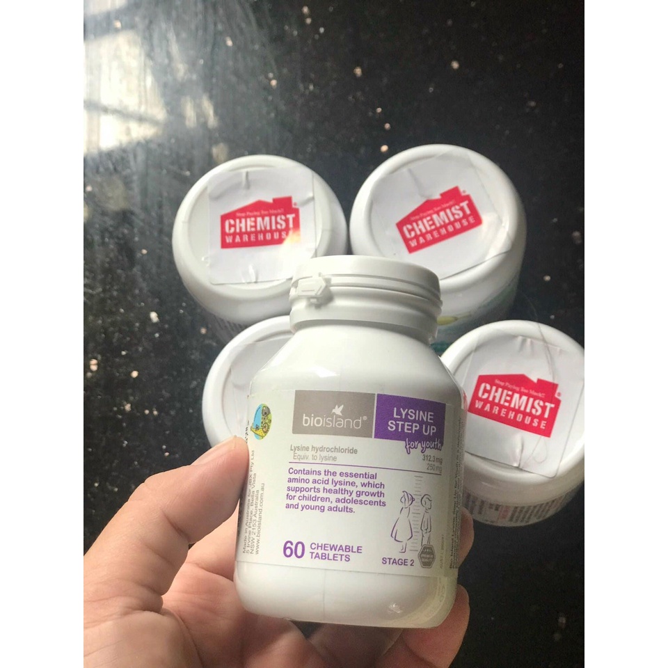Viên uống tăng chiều cao LYSIN BIOISLAND giúp bé phát triển chiều cao, Hàng chuẩn úc, Hộp 60v