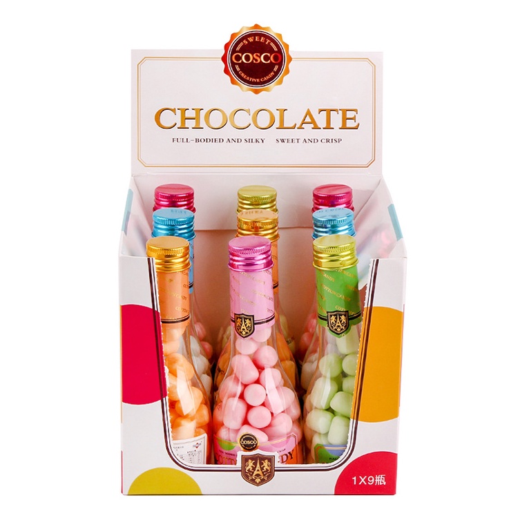 [ Mềm ngon ] Combo 9 chai Kẹo Socola bông sữa đóng chai sâm panh nhỏ/ Kẹo socola marshmallow chai 48g ăn vặt đã nghiền