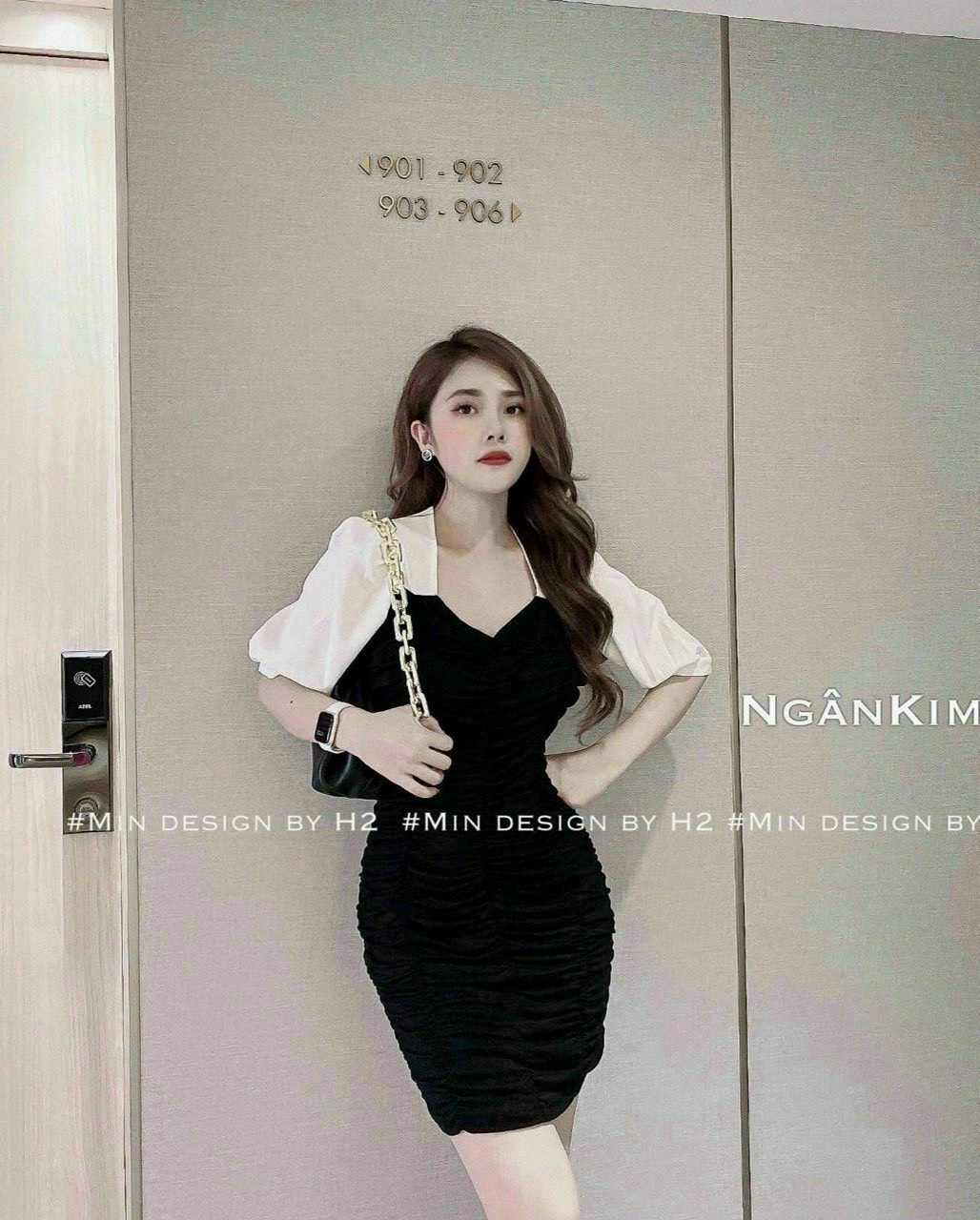 ĐẦM LỤA NHÚNG CỔ U PHỐI TAY - CAROTSHOP