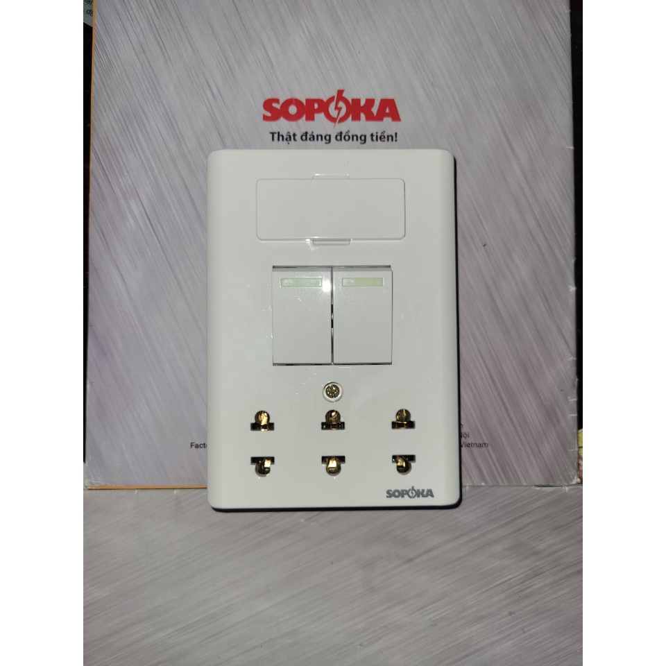 ⚡Bảng điện giả âm SOPOKA , dòng E4, E4A, E5A, E4S, E8A, taplo Nessanta 3công tắc