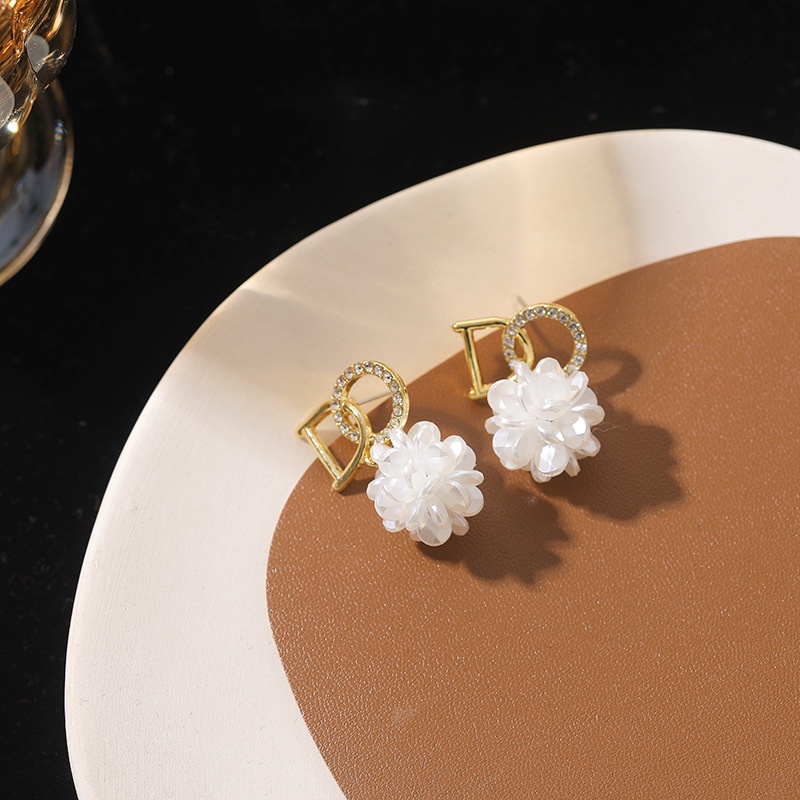 Bông Tai Mạ Bạc 925 Hình Hoa Và Chữ Thời Trang Hàn Quốc Đơn Giản