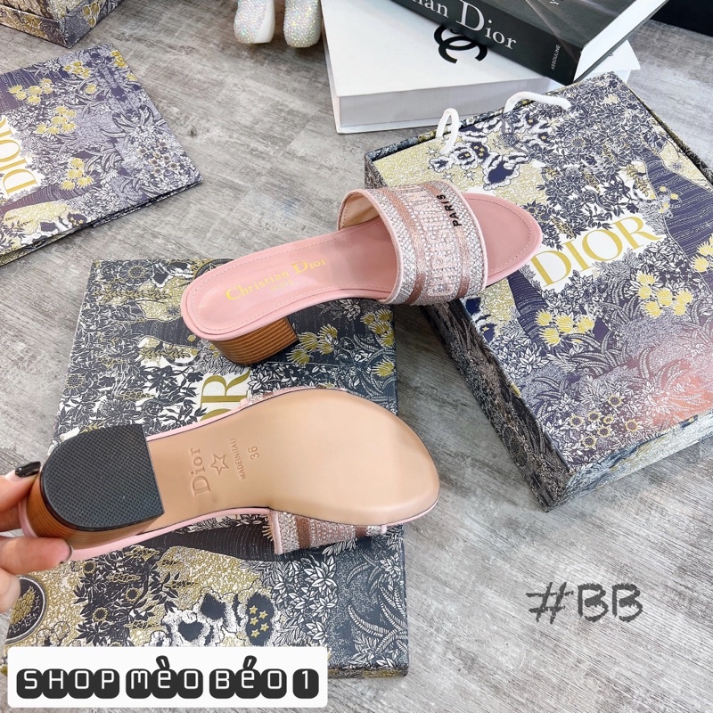 Guốc cd quai đá ngang gót vuông fullbox