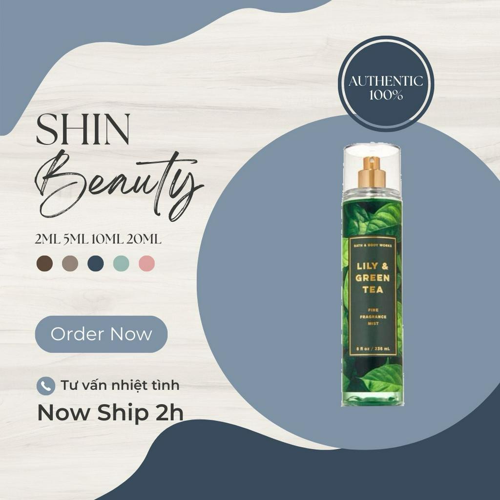Xịt Thơm Toàn Thân Lưu Hương Mịn Da Bath & Body Works - Lily & Green Tea