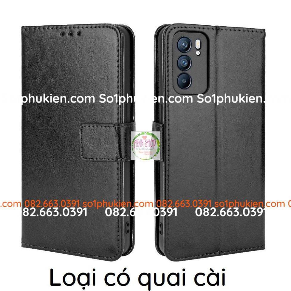 Bao da Oppo Reno 6z 5G có ngăn đựng thẻ, nắp gập xem phim tiện lợi