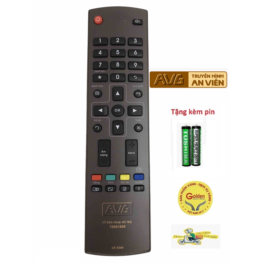 Điều khiển đầu An Viên AVG - tặng kèm pin  - Remote từ xa đầu truyền hình An Viên AVG Mobile loại tố