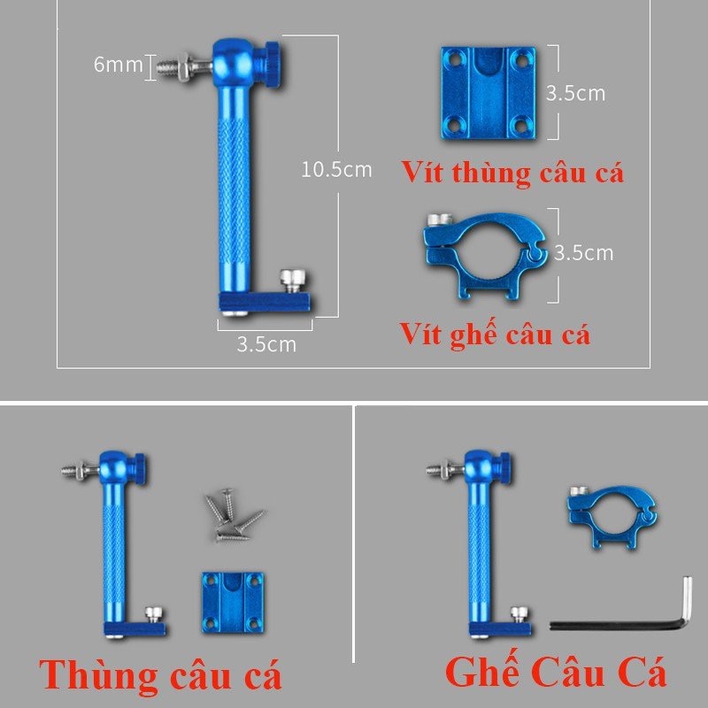 Pass gắn đèn trợ sáng gắn thùng/ghế _Phụ kiện câu cá