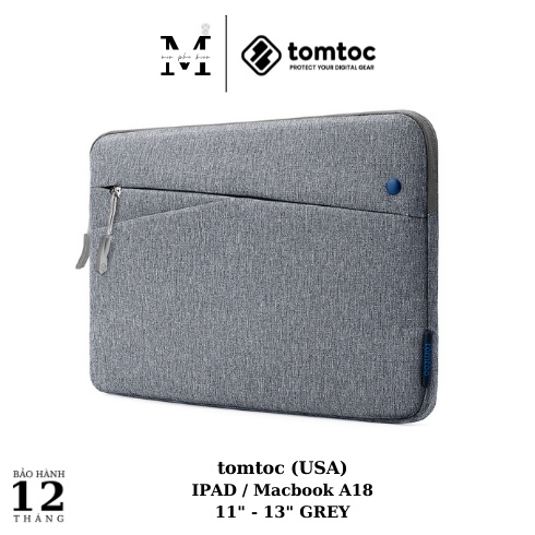 TOMTOC (USA) TÚI CHỐNG SỐC STYLE Macbook Air/Pro 13" GREY - A18 - HÀNG CHÍNH HÃNG TOMTOC | MON Phụ Kiện