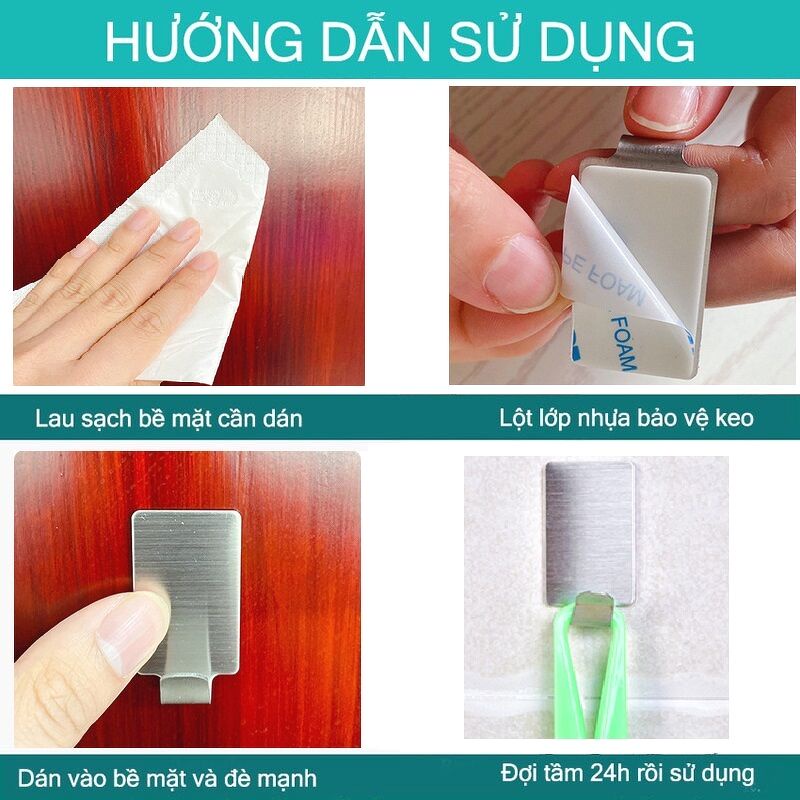 Móc dán tường nhà bếp inox 304 treo đa năng sử dụng keo 3M siêu rẻ - M08 - NENON