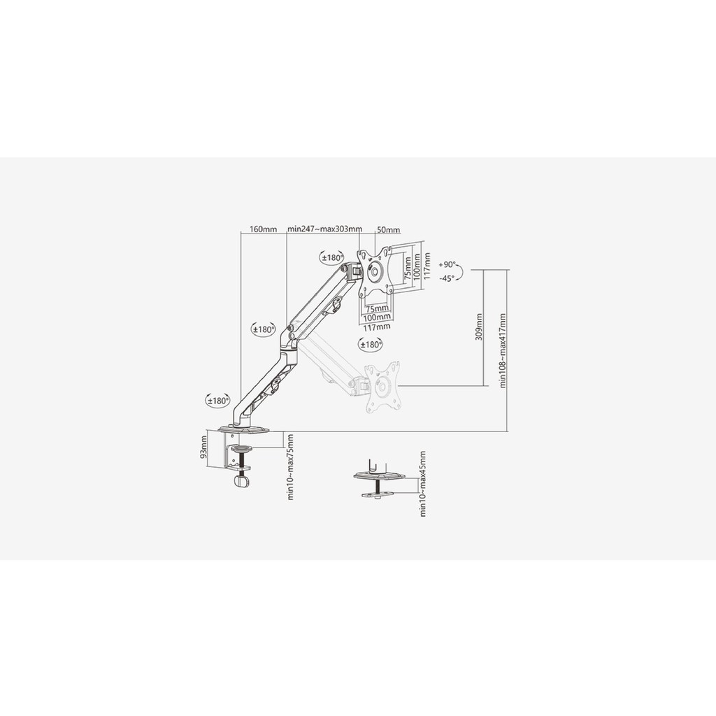 Giá treo màn hình máy tính Human Motion T6 đa năng (Không cần khoan)