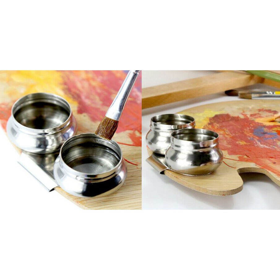 Hũ đôi inox nhỏ cho rửa cọ, đựng dung môi sơn dầu, acrylic