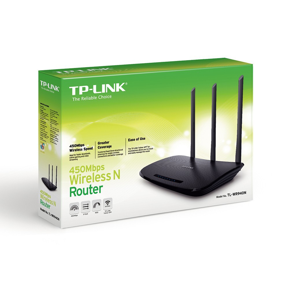 Modum (Router) wifi TP-Link TL-WR940N - 450Mbps tốc độ cao, tải nhiều máy xuyên tường tốt, hàng chính hãng BH 36 tháng