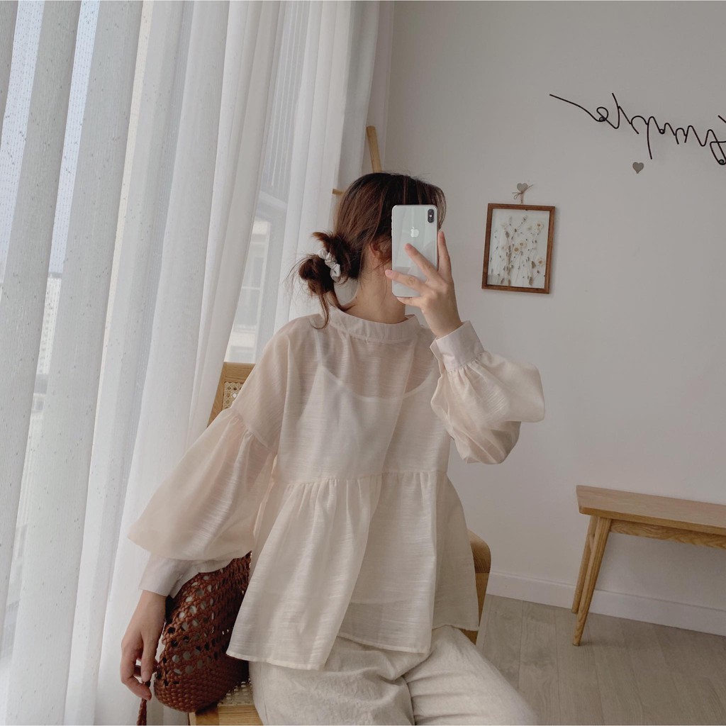 sét áo baby doll cổ nơ lưng kèm 2 dây - TKA227 1994Closet | BigBuy360 - bigbuy360.vn