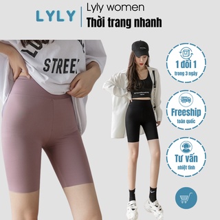 Quần legging đùi nữ tập gym yoga ngắn cạp cao Quần legging ngố biker short nữ Hàn Quốc xịn big size