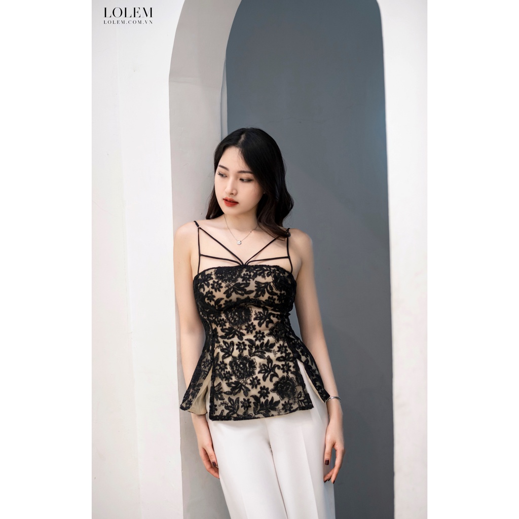 Áo 2 dây LOLEM AK1260 form peplum vải ren thoáng mát