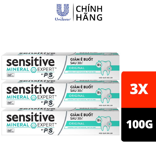 Combo 3 Kem Đánh Răng Cho Răng Nhạy Cảm P/S Sensitive Mineral Expert 100g giúp làm dịu cơn ê buốt chỉ trong 30s