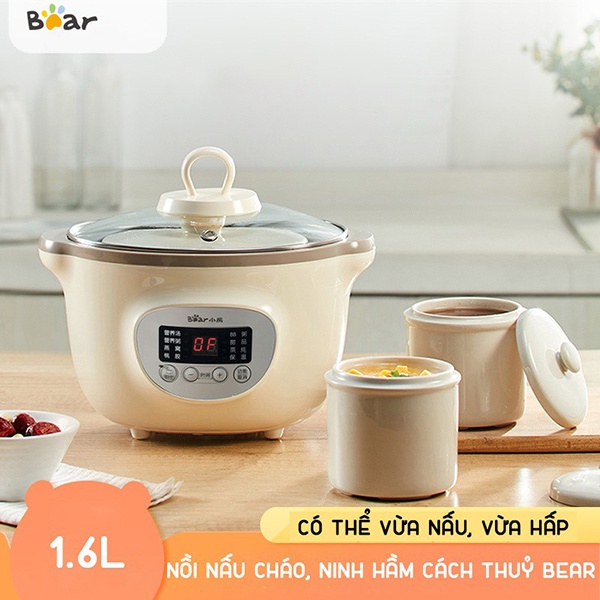 NỒI NẤU CHÁO CHẬM BEAR, CHƯNG YẾN 1.6lit,🔥BẢN QUỐC TẾ🔥 💢FREE SHIP💢‼️
