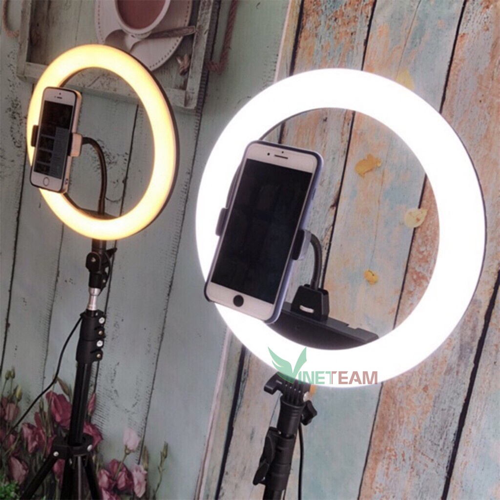 Đèn led livestream giá rẻ 26cm 30cm 36cm 3 chế độ đèn và nhiều loại chân đế giá đỡ