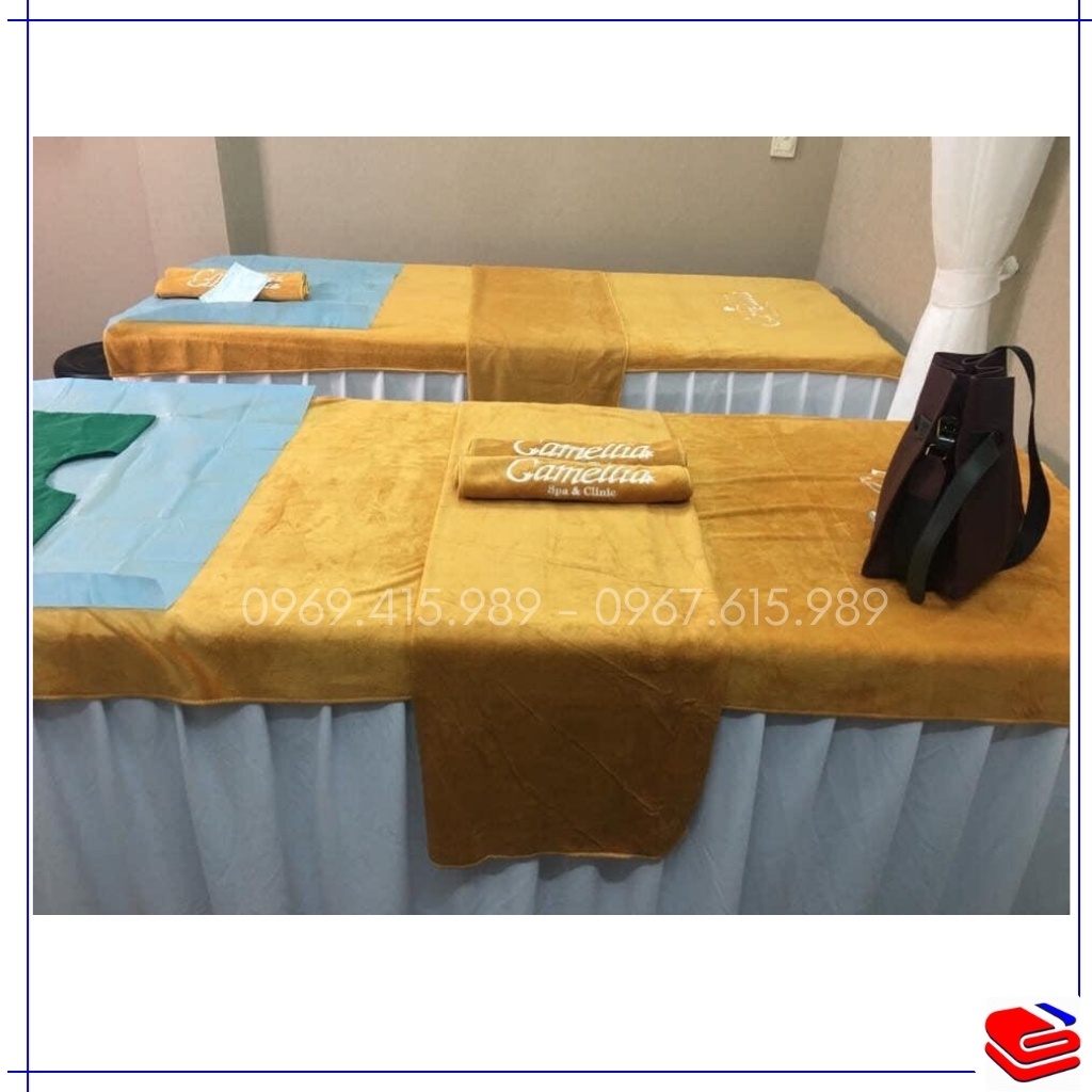 Khăn trải giường spa CHUẨN LOẠI 1 KT 90*1m9 dày, mềm mịn - có nhận thêu