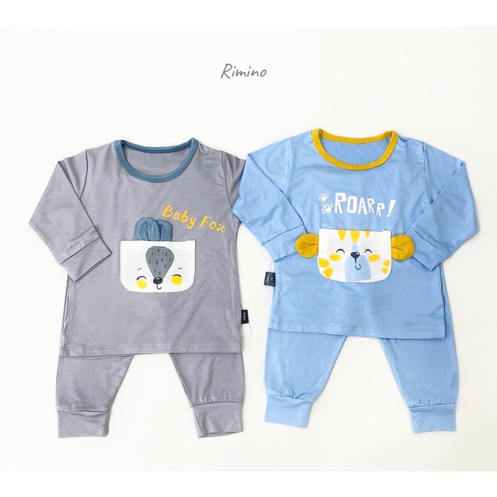 [SALE] Bộ Thun Lạnh Dài Tay Cho Bé Trai, Bé Gái KIMCHIBABY Túi Gấu Trắng, Bộ Quần Áo Cho Bé Mặc Nhà KWTD2212