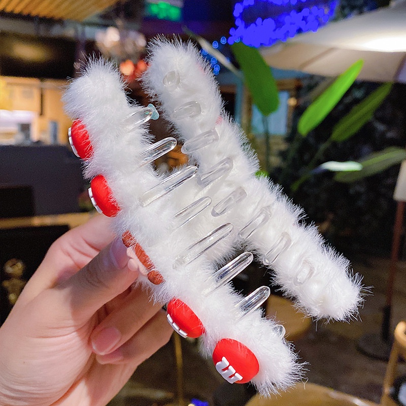 Kẹp tóc càng cua phối lông kèm phụ kiện dễ thương phong cách hàn quốc - Selenshop