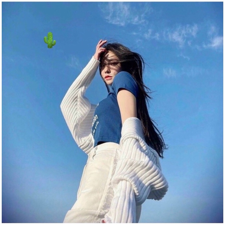 ÁO CROPTOP ADMORE - GOODE XANH CHỮ TRẮNG PC ALOHASHOP91