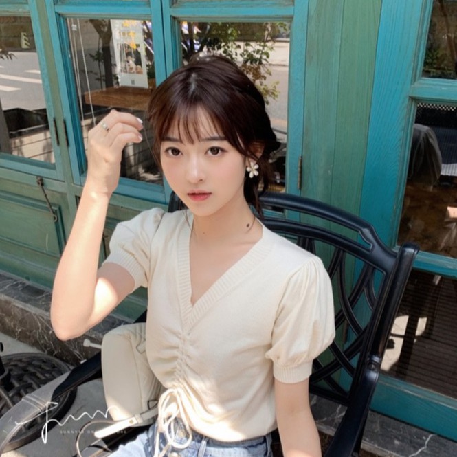 Áo Ulzzang len tăm dệt kim dây rút ngực ngắn tay Hàn Quốc C35 - Maoshop | BigBuy360 - bigbuy360.vn
