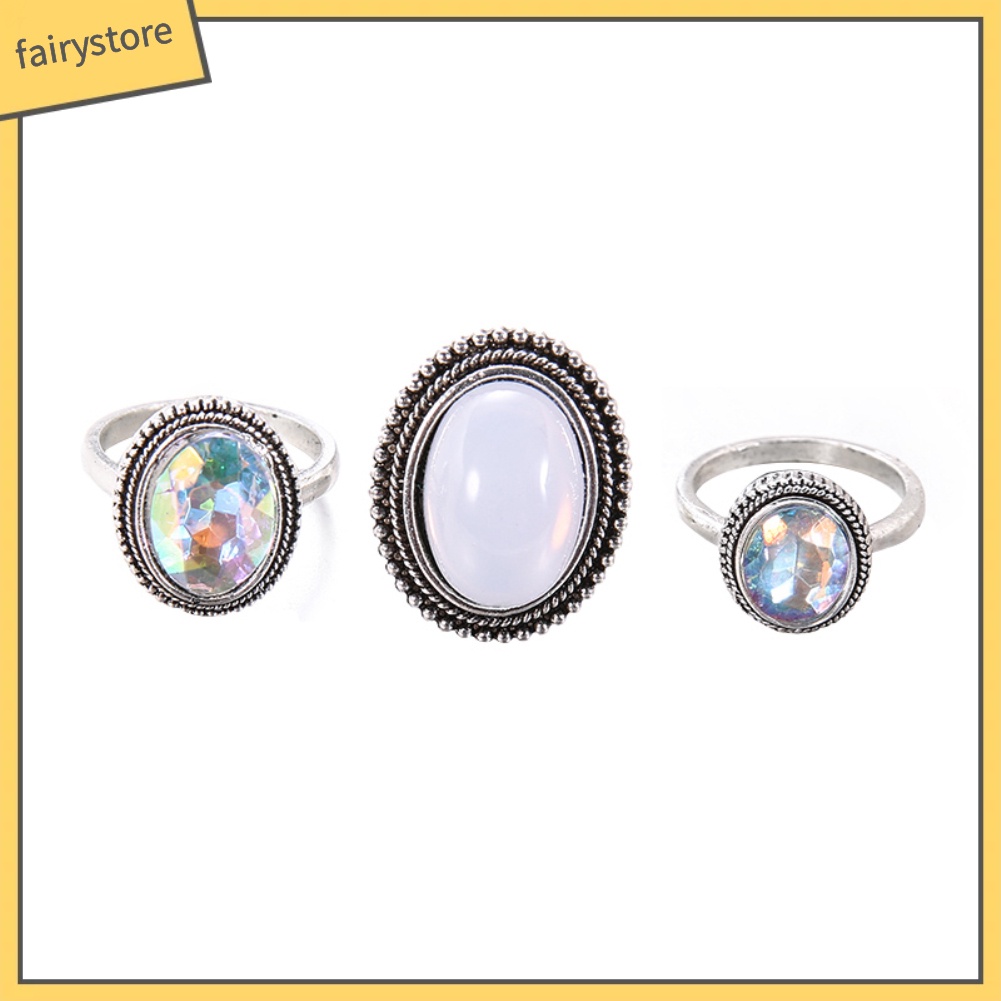 Set nhẫn đính đá nhân tạo thời trang nữ dễ thương