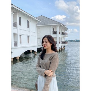 Áo croptop dài tay len tơ mỏng