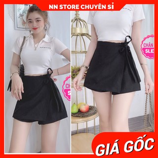 CHÂN VÁY THẮT NƠ 1 BÊN SLE72 - CHÂN VÁY NGẮN ĐEN THẮT NƠ ⚡ẢNH THẬT⚡