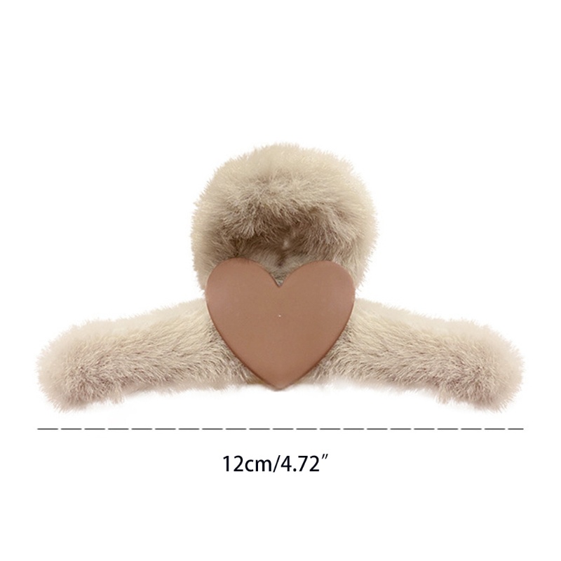 Kẹp Tóc Càng Cua Chống Trượt Hình Trái Tim Bằng Vải Lông