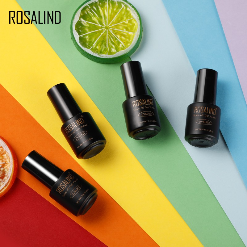 ROSALIND 7ml Ngâm Tẩy Màu Sắc Tinh Khiết Dòng Màu Cầu Vồng Sơn Móng Tay Tươi Sáng Cho Thiết Kế Nghệ Thuật Móng Tay Đèn LED / Đèn UV RA05